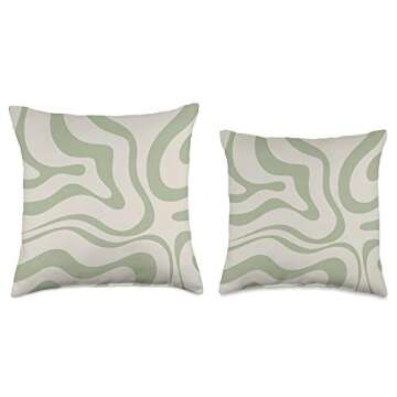 Kierkegaard Design Studio Swirls 60s 70s Aesthetic Throw Pillow, 16x16, Multicolor