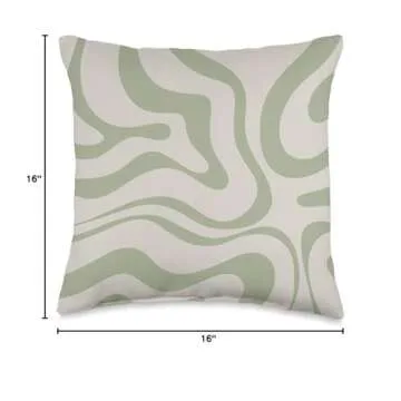 Kierkegaard Design Studio Swirls 60s 70s Aesthetic Throw Pillow, 16x16, Multicolor