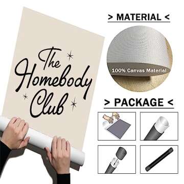 The Homebody Club Wall Art Retro Quote Poster Aesthetic Quotes Wall Decor Beige Aesthetic Art Trendy...