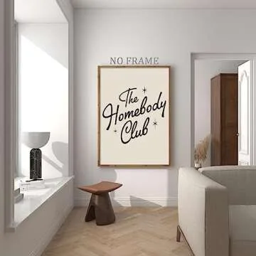 The Homebody Club Wall Art Retro Quote Poster Aesthetic Quotes Wall Decor Beige Aesthetic Art Trendy Funky Quote Posters Aesthetic Vintage Prints Black and Beige Canvas Wall Art 16x24inch No Frame