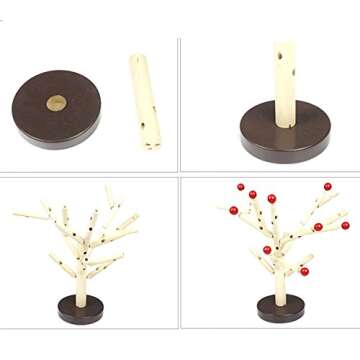 Agirlgle Creative Wood Building Blocks Tree Set for Kids Children Men Preschool Boys and Girls DIY Learning Educational 3D Wooden Assembled Toys Tile Game —Home Office Decor (Four Colors Leaves)