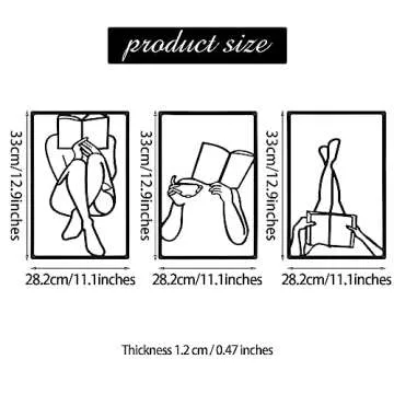 CHENGU 3 Pieces Metal Minimalist Abstract Woman Wall Art Line Drawing Wall Art Decor Single Line Female Home Hanging for Kitchen Bathroom Living Room