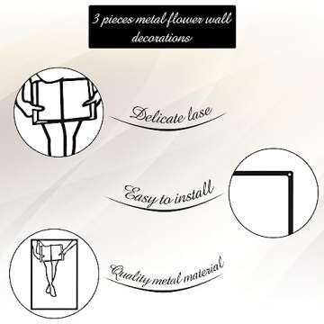 CHENGU 3 Pieces Metal Minimalist Abstract Woman Wall Art Line Drawing Wall Art Decor Single Line Female Home Hanging for Kitchen Bathroom Living Room