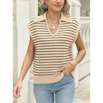 LILLUSORY Women's V Neck Cap Sleeve Sweater Vest - Trendy Knit Tank Top 2025