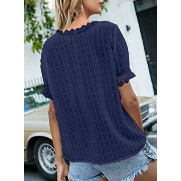 Dokotoo Women's Elegant Lace Crochet V Neck Summer Top