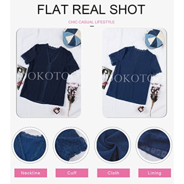 Dokotoo Women's Elegant Lace Crochet V Neck Summer Top