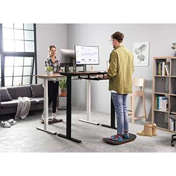 FEZIBO Standing Desk Mat with Anti Fatigue Bar, Wooden Wobble Balance Board with Ergonomic Design Co...