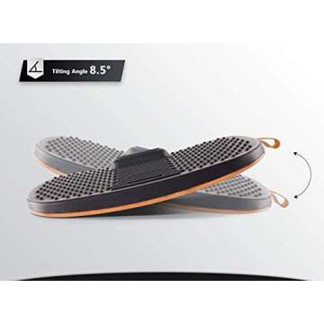 FEZIBO Standing Desk Mat with Anti Fatigue Bar, Wooden Wobble Balance Board with Ergonomic Design Comfort Floor Mat (Medium, Obsidian Black)