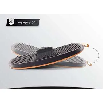 FEZIBO Standing Desk Mat with Anti Fatigue Bar, Wooden Wobble Balance Board with Ergonomic Design Comfort Floor Mat (Medium, Obsidian Black)