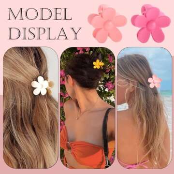 Drnytunk Mini Matte Claw Hair Clips, 16Pcs Tiny Flower Clips for All Hair Types