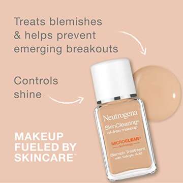 Neutrogena SkinClearing Liquid Foundation with Salicylic Acid for Acne-Prone Skin, Natural Ivory