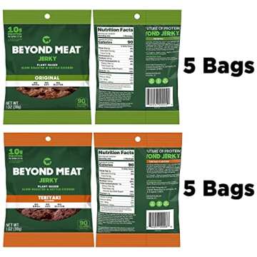 Beyond Meat Plant-Based Jerky, Original & Teriyaki Variety Pack, 10g Protein, 1oz Bags (10 Pack)