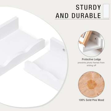 Fun Memories Picture Ledge Shelf for Wall, 36 inch Pine Wood Nursery Book Shelves Set of 2- Wall Book Shelves for Kids Room, Home Decor - Kitchen Spice-White