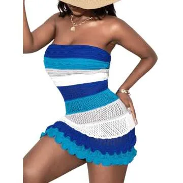 MakeMeChic Color Block Strapless Dress for Summer Fun