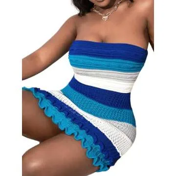MakeMeChic Color Block Strapless Dress for Summer Fun
