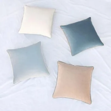 MONDAY MOOSE Decorative Throw Pillow Covers Cushion Cases, Set of 4 Soft Velvet Modern Double-Sided Designs, Mix and Match for Home Decor, Pillow Inserts Not Included (20x20 inch, Beige/Light Blue)