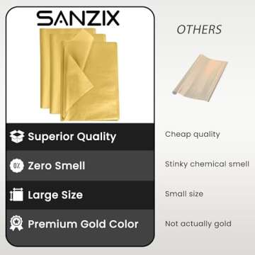 SANZIX 120 Sheets Gold Tissue Paper for Gift Bags 14" x 20" - Metallic Gold Tissue Paper Bulk, Ideal for Gift Wrapping, Gold Party Decor and Wedding Decor, DIY Artworks Flower Crafts Birthday Festival