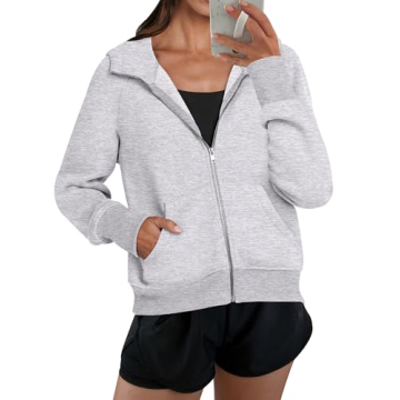 Stylish ANRABESS Women's Cropped Zip Up Hoodie