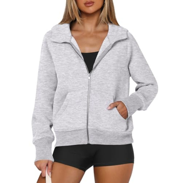 Stylish ANRABESS Women's Cropped Zip Up Hoodie