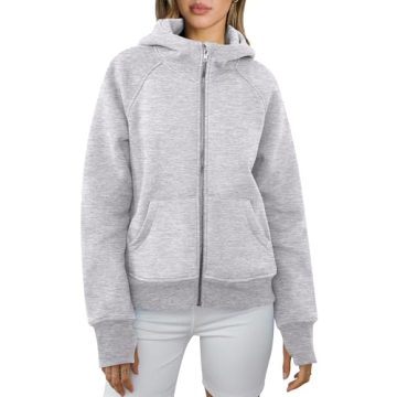 Stylish ANRABESS Women's Cropped Zip Up Hoodie