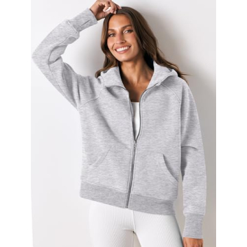 Stylish ANRABESS Women's Cropped Zip Up Hoodie