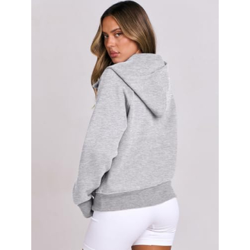 Stylish ANRABESS Women's Cropped Zip Up Hoodie