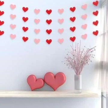 Whaline 4 Pack Heart Garland Valentine's Day Bunting Banners String for Wedding, Party, Bridal Shower, Engagement, Home Decorations, 12 Meter