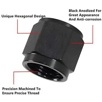 BELOMI 4AN Female Flare Cap Block Off Fitting Plug, 2 PCS Aluminum Swivel Hose Fitting Hex Head Plug Nut Port Adapter, Car Accessories Modification Parts Female Flare Cap for Fuel Oil Line (AN4)