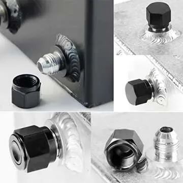 BELOMI 4AN Female Flare Cap Block Off Fitting Plug, 2 PCS Aluminum Swivel Hose Fitting Hex Head Plug Nut Port Adapter, Car Accessories Modification Parts Female Flare Cap for Fuel Oil Line (AN4)