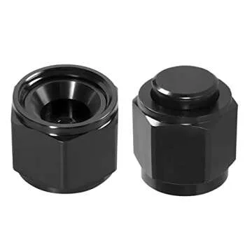 BELOMI 4AN Female Flare Cap Block Off Fitting Plug, 2 PCS Aluminum Swivel Hose Fitting Hex Head Plug Nut Port Adapter, Car Accessories Modification Parts Female Flare Cap for Fuel Oil Line (AN4)