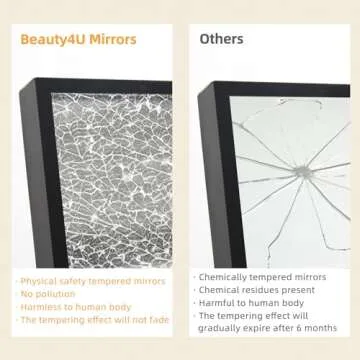 Beauty4U 76" x 37" Large Full Length Mirror with Stand, Black Wall Mounting Full Body Mirror, Metal Frame Full-Length Mirror for Living Room, Bedroom