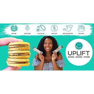 Uplift Food Fiber Supplement - Digestive Biscuit, Vegan, Low Carb, Grain Free, & Non GMO, Promoting Positive Gut Health & Digestion, Gut Happy Cookies - Almond Butter, 1.41 Ounce (Pack of 12)