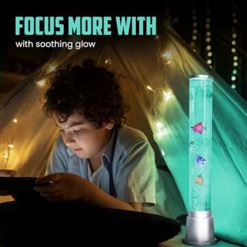 Fish Tank Lava Lamp Bubble Lights Night Light - 6 LED Color Automatic Changing Sensory Tubes Ocean T...