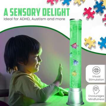 Fish Tank Lava Lamp Bubble Lights Night Light - 6 LED Color Automatic Changing Sensory Tubes Ocean Table Lamp for And Mood Lamps Home Decor Desk Bedroom Gifts Fake Fish Tank - 1.9FT