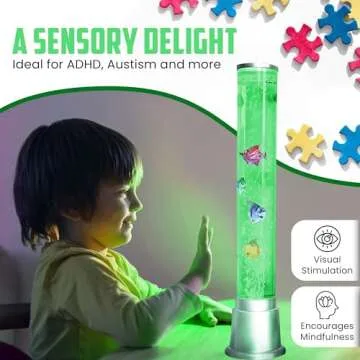 Fish Tank Lava Lamp Bubble Lights Night Light - 6 LED Color Automatic Changing Sensory Tubes Ocean Table Lamp for And Mood Lamps Home Decor Desk Bedroom Gifts Fake Fish Tank - 1.9FT