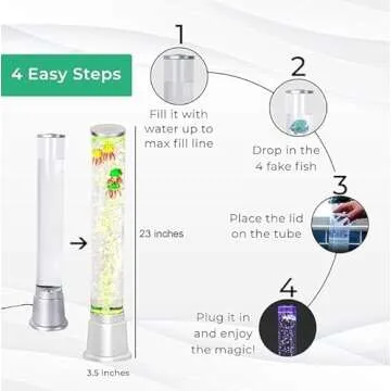 Fish Tank Lava Lamp Bubble Lights Night Light - 6 LED Color Automatic Changing Sensory Tubes Ocean Table Lamp for And Mood Lamps Home Decor Desk Bedroom Gifts Fake Fish Tank - 1.9FT