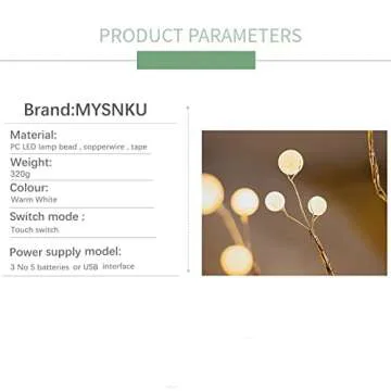MYSNKU LED Desk Tree Lamp for Home and Parties