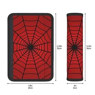 YANGDADA Stylish Red Spider Web Seat Belt Covers Soft Comfortable Shoulder Strap Pads for Adults Uni...