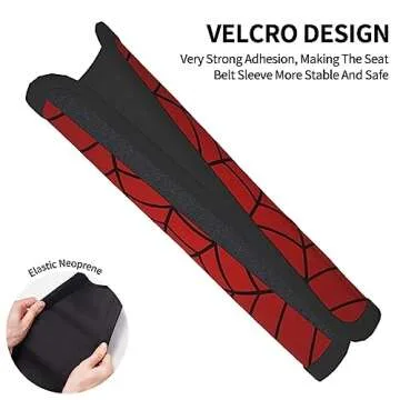 YANGDADA Stylish Red Spider Web Seat Belt Covers Soft Comfortable Shoulder Strap Pads for Adults Universal Car Accessories - Pack of 2
