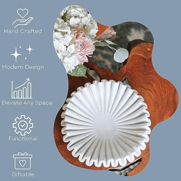 Nordic Moon 10 Inch Marble Ruffle Bowl for Home Decor