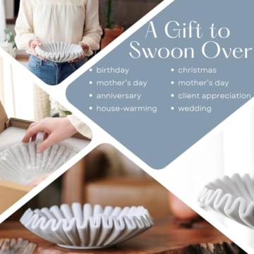 Nordic Moon 10 Inch Marble Ruffle Bowl for Home Decor