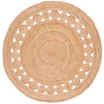SAFAVIEH Natural Fiber Collection Area Rug - 3' Round, Natural, Handmade Boho Charm Farmhouse Jute, ...