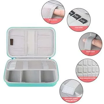 Hard Electronic Organizer Travel Case Electronics Accessories Cable Gadget Wire Storage Bag Double Layer Shockproof Box for Charger, Cord, Flash Drive, Apple Pencil, Power Bank, Turquoise