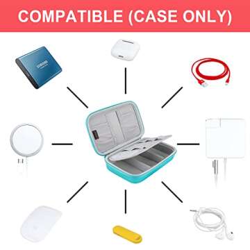 Hard Electronic Organizer Travel Case Electronics Accessories Cable Gadget Wire Storage Bag Double Layer Shockproof Box for Charger, Cord, Flash Drive, Apple Pencil, Power Bank, Turquoise