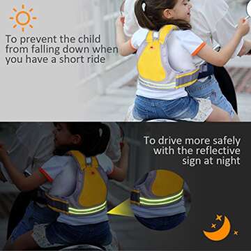 Jolik Child Motorcycle Safety Harness with 4 – in – 1 Buckle Breathable Material in Yellow