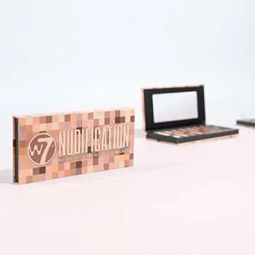 W7 Nudification Pressed Pigment Palette - 16 High Impact Nude Colors - Flawless Long-Lasting Glam Makeup