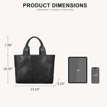 BOSTANTEN Woven Tote Bag for Women Top Handle Purses and Handbags Shoulder Purse With Zipper Black