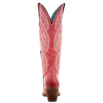 Corral Boots Women's Embroidery Tall Top Snip Toe Western Cowgirl Style Leather Boots, Red, 8