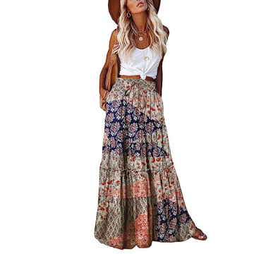 Stylish EARKOHA Women's Casual High Waist Maxi Skirt with Pockets