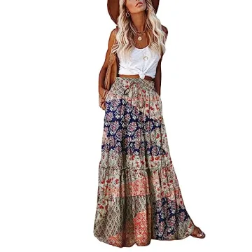 Stylish EARKOHA Women's Casual High Waist Maxi Skirt with Pockets